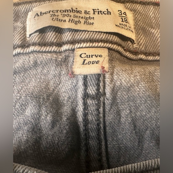 Abercrombie & Fitch Light Gray Wash The 90’s Straight Curve Love Size 34 - Picture 5 of 5